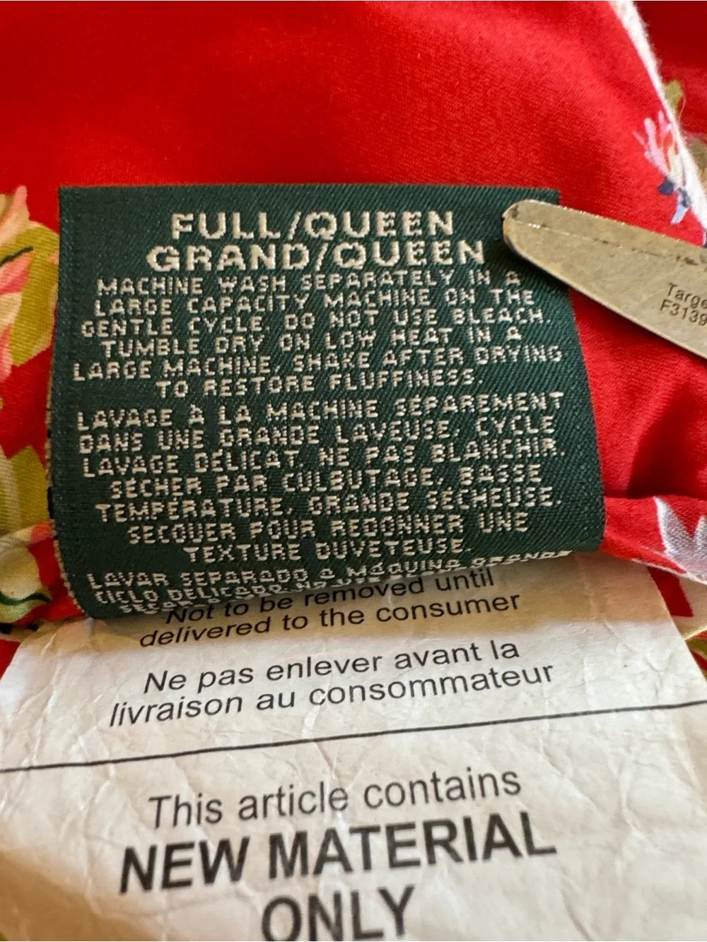 Vintage 90s Ralph Lauren Belle Harbor Queen Comforter.Red with Pink+Blue Floral
